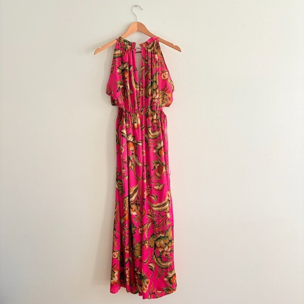 Zara Satin Effect Flowy Leg Jumpsuit Pink Floral Blogger Fav Size Small - Picture 5 of 8